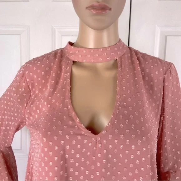 Band of Gypsies Floral Appliqué Bell Sleeve Sheer Blouse - Picture 4 of 17